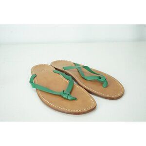 Isaia Heavy Leather Brown Emerald Green Knotted Mens Sandals Sz 42 NEW